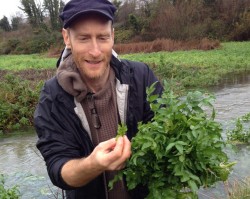 John Rensten collecting wild watercress in Dorset